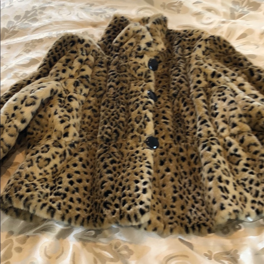 INC Leopard faux faux jacket with bell sleeves